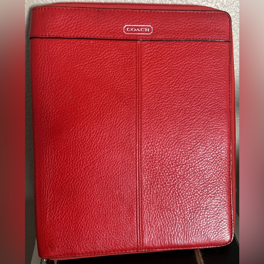 Coach Red Pebbled Leather Tablet Sleeve